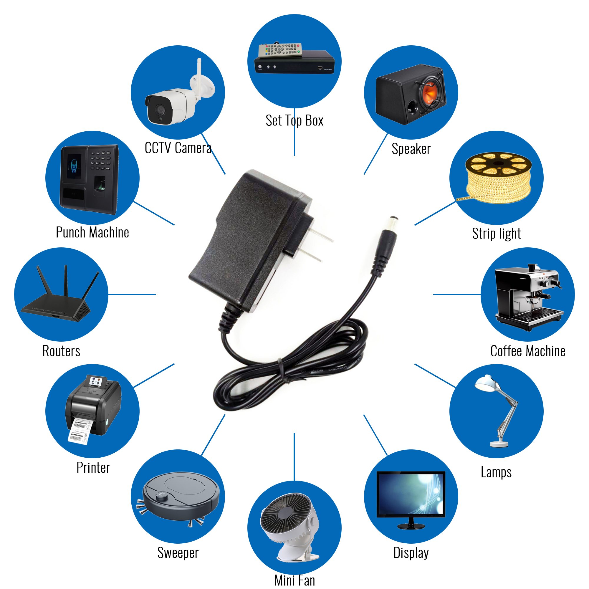 Universal Wall Plug Power Adapter 5V 6V 8.4V 9V 12V 12.6V 0.5A 1A 1.5A 2A AC DC Adaptor Power Supply 13W 12.6W Adapter for fx3