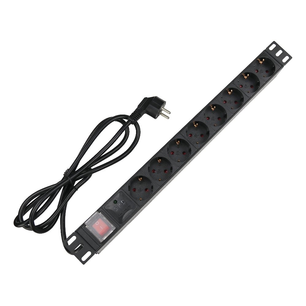 Telebahn 110V-250V 10A-16A 19'' PDU 6/8/12 Outlets SPD Surge Protector Power Strip USA/EU/UK/CN/ZA Extension Plug Socket