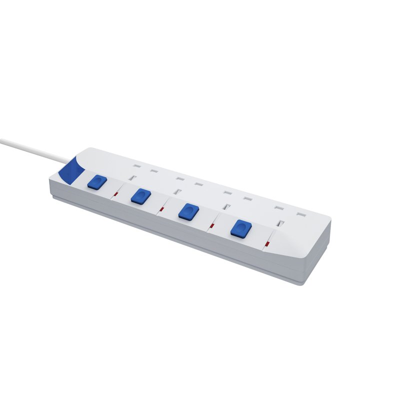 4/5/6 Gang Socket 13A 3250W UK Plug Type Outlets Power Strip Overload Protector Extension Lead With Independent Switches