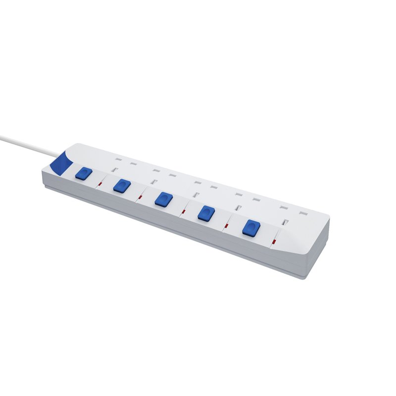 4/5/6 Gang Socket 13A 3250W UK Plug Type Outlets Power Strip Overload Protector Extension Lead With Independent Switches