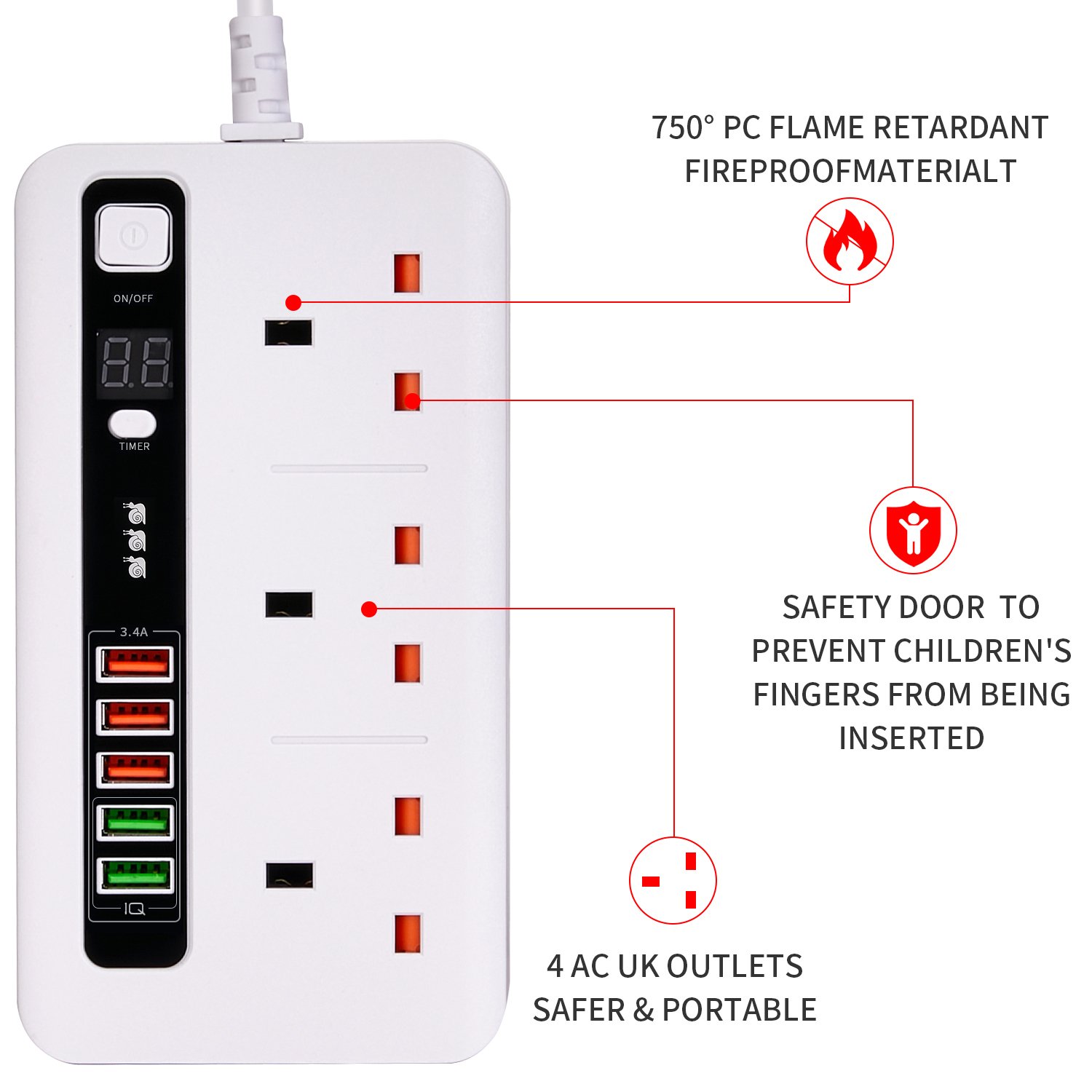 Kinds of High-quality Durable Power Socket Plugs Usb Smart Fast Charging British Power Strip Factory Wholesale All OEM Universal