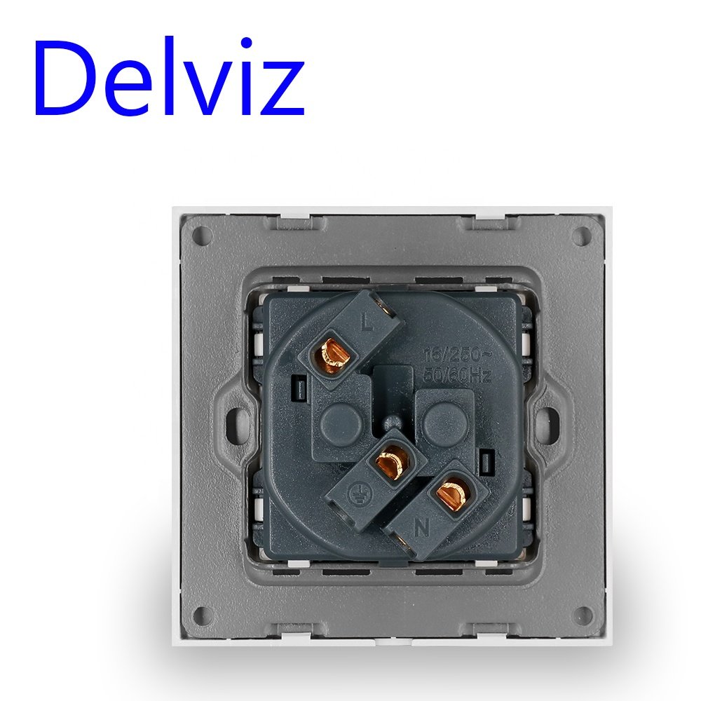 Delviz AC 110V~250V France Socket, Toughened Crystal Glass Panel, Wall Embedded 16A electrical plug,French standard Power Outlet