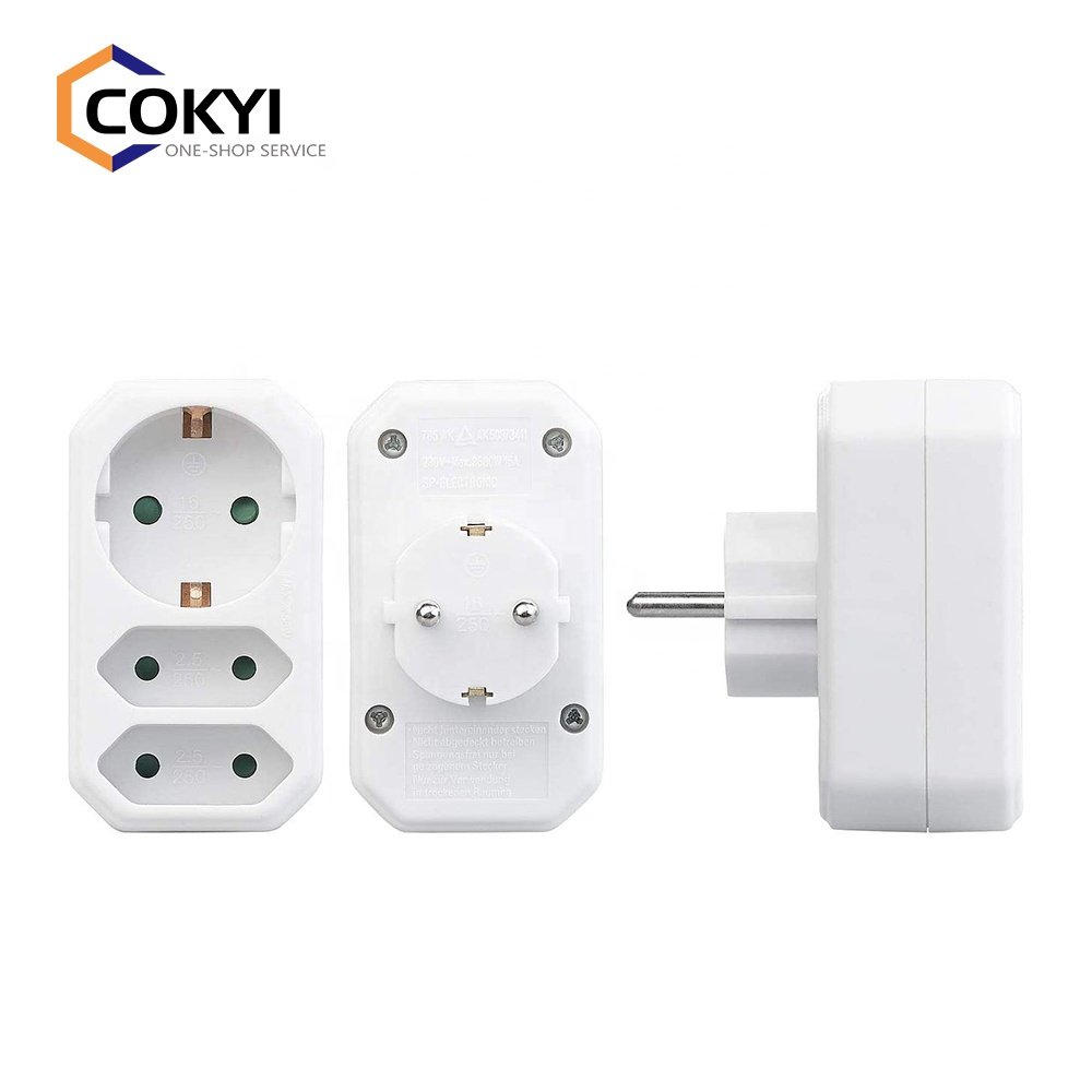 Double socket: set of 4 triple sockets with integrated child safety locks, 230 V (multiple plug for sockets) Plug in Electric