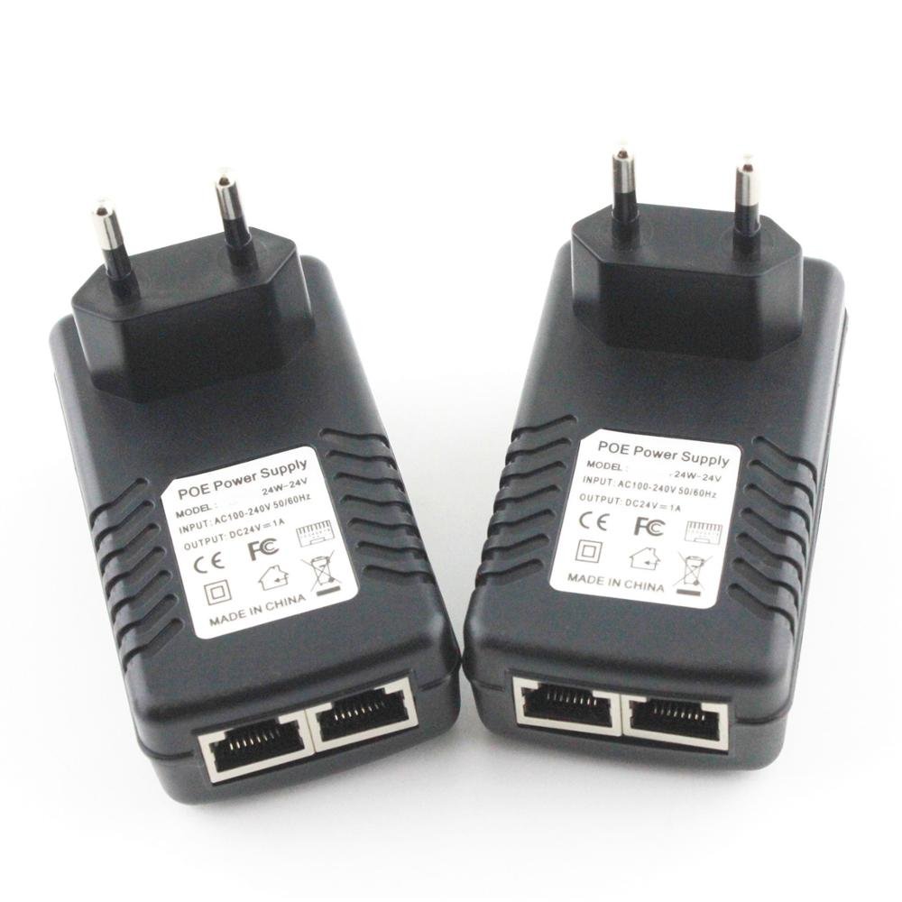 US EU AU UK plug Power Over Ethernet adapter 24V 1A 1000mA POE injectors