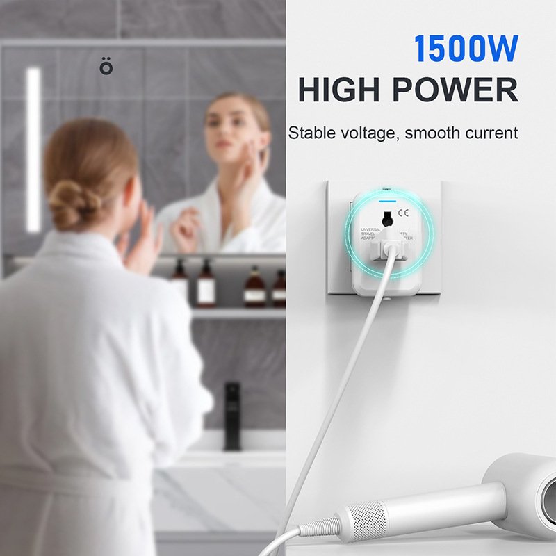 Worldwide All in One Universal Travel Adaptor AC Power Plug Adapter Wall Charger with USB-C+A Charging Ports for USA EU UK AUS