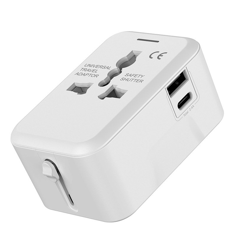 Worldwide All in One Universal Travel Adaptor AC Power Plug Adapter Wall Charger with USB-C+A Charging Ports for USA EU UK AUS