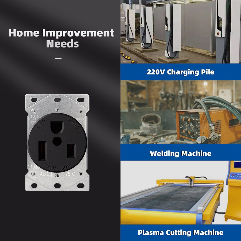 US 250V Nylon 6-50R 3pin UL Female industrial socket 50a electric plugs and sockets for EV charging