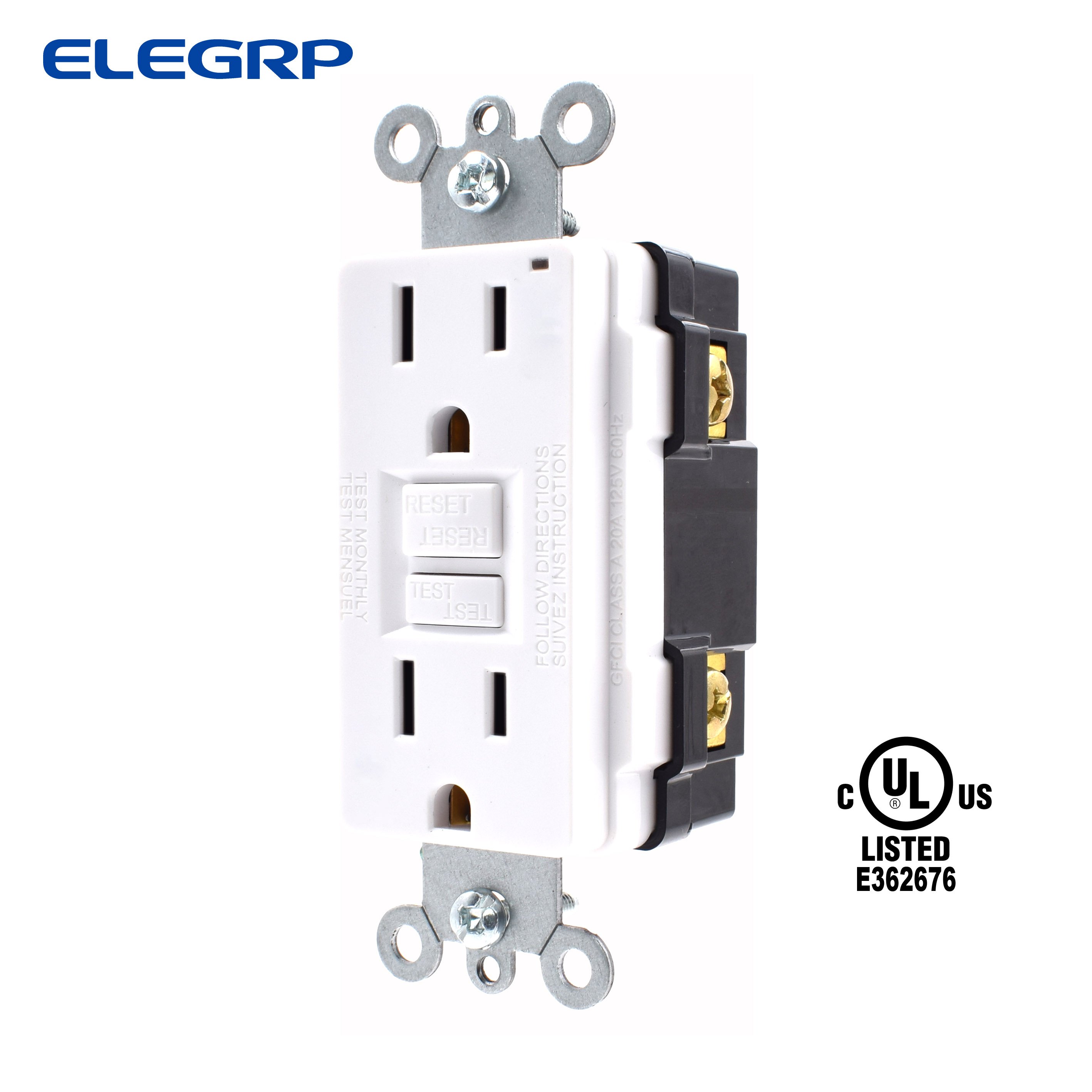 15-Amp 125V Self-Test GFCI Residential Commercial Outlet Wall Switches Plug Socket