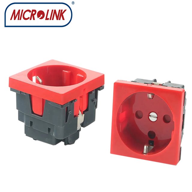 16A 250V electrical wall VDE Mosaic socket 45*45MM 2P+E shuttered German plugs and socket