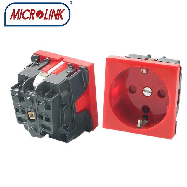 16A 250V electrical wall VDE Mosaic socket 45*45MM 2P+E shuttered German plugs and socket