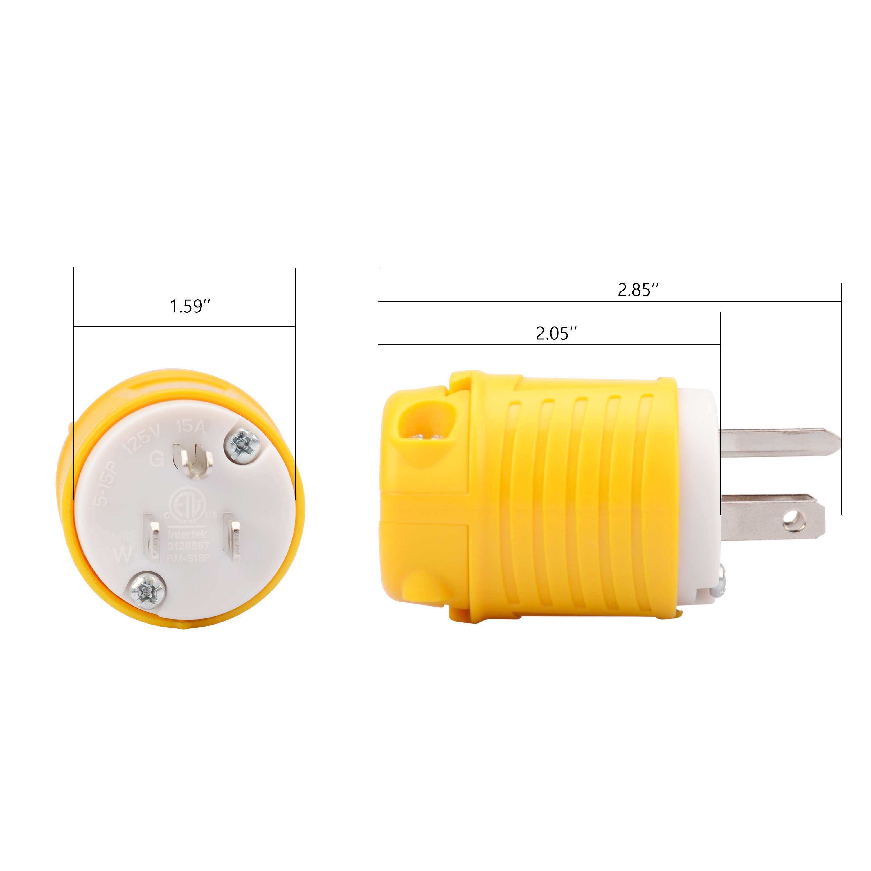 Replacement RV Plug 15 Amp Plug USA & CAN NEMA 5-15P Electric Plug 5-15R Replacement Receptacle