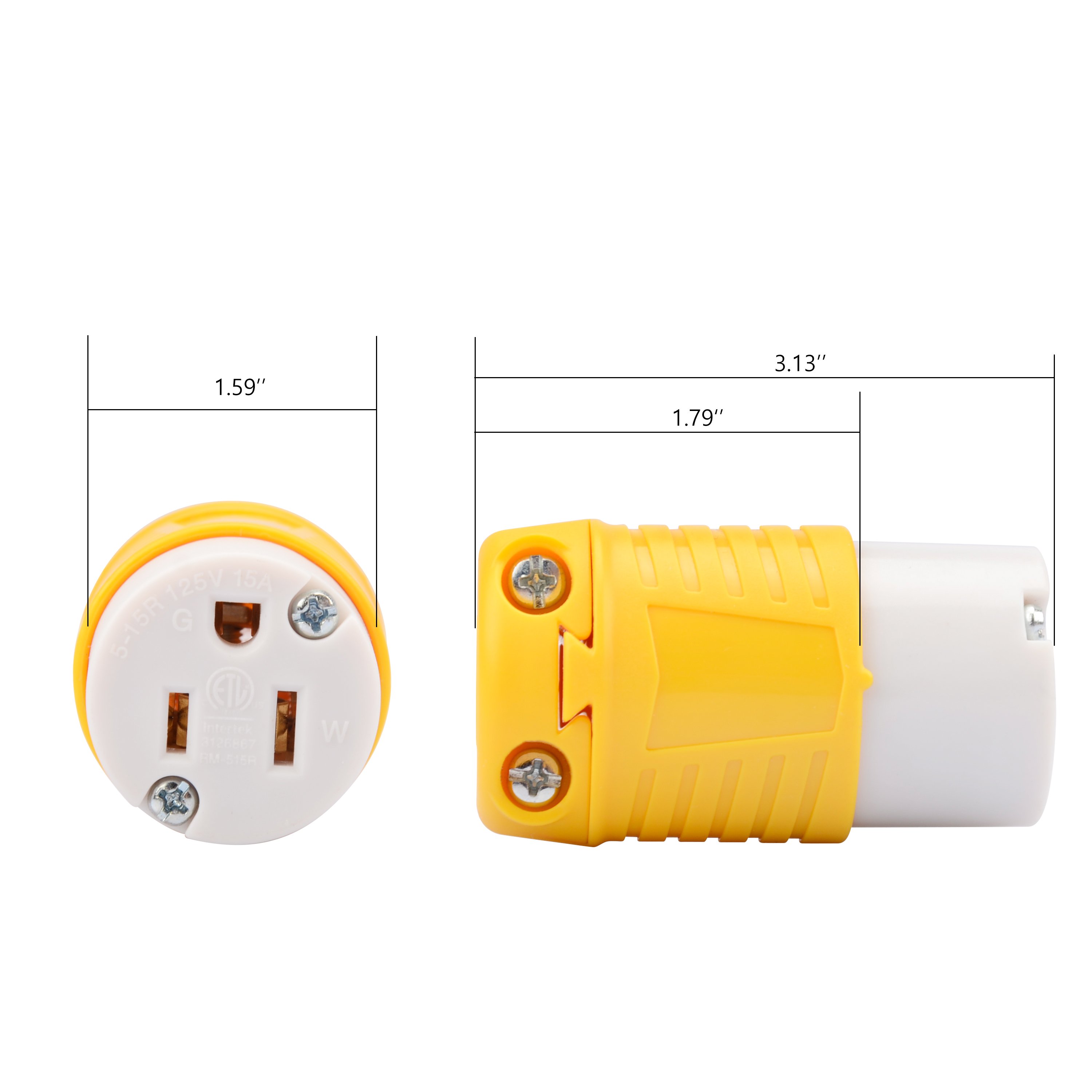 Replacement RV Plug 15 Amp Plug USA & CAN NEMA 5-15P Electric Plug 5-15R Replacement Receptacle