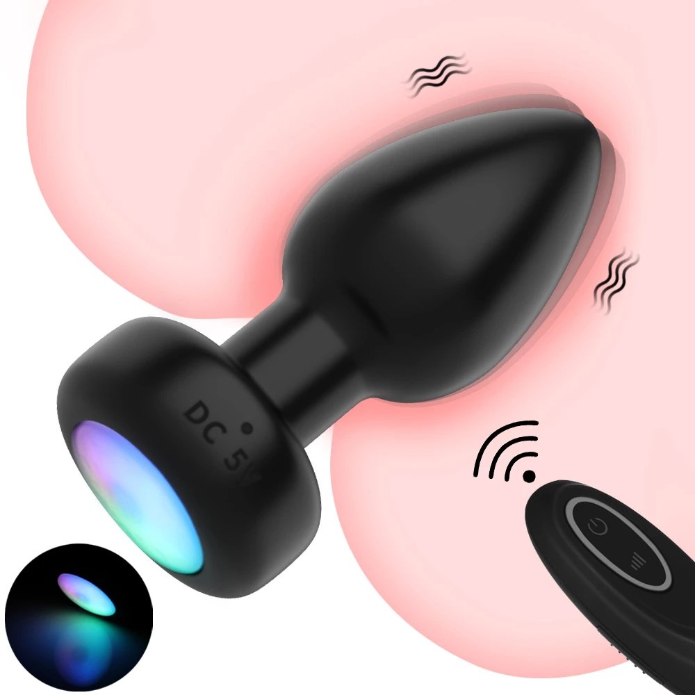 sanica Color Change Vibrating Butt Plug Light Up With remote control Anal Plug Sex Toy For Women men