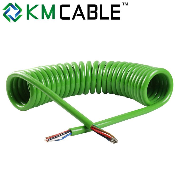 High Quality 7pin metal trailer plug and coiled cable PU Insulated Spring Spiral Power Cables Electric Coil Wire