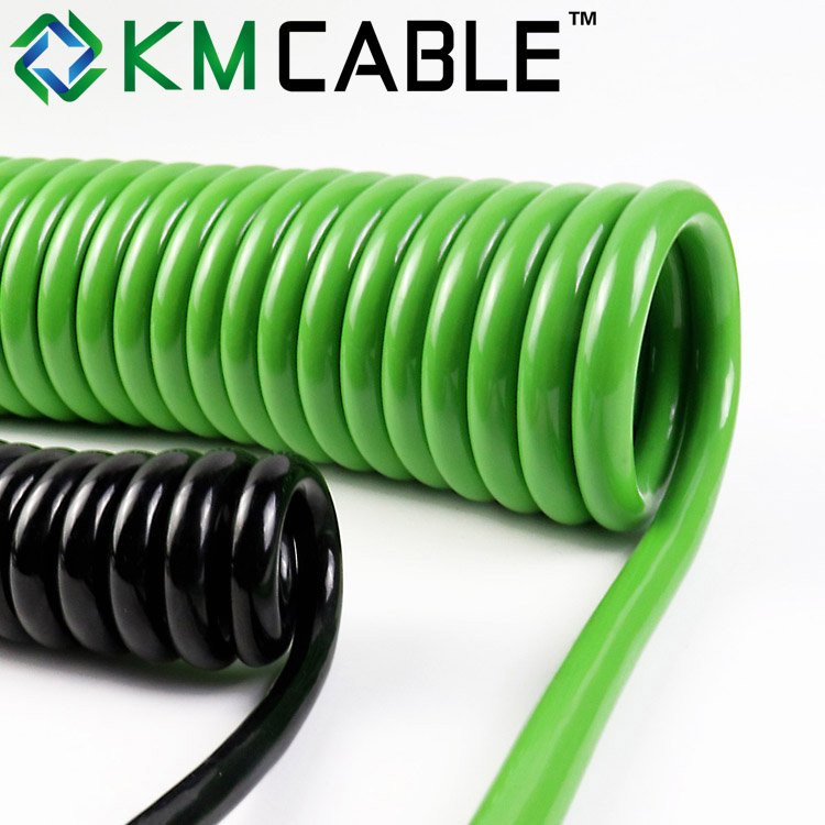 High Quality 7pin metal trailer plug and coiled cable PU Insulated Spring Spiral Power Cables Electric Coil Wire