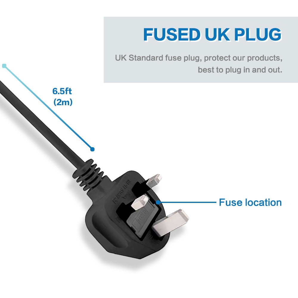 Household 3 Widely Spaced Power Outlets Power Strip Adapter Uk Pin Plug Extension Lead With Usb C Smart Socket For Black Color