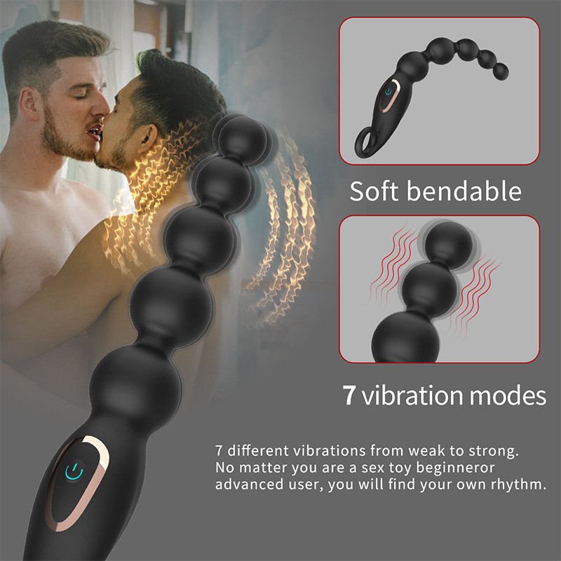 Vibrating Anal Beads 7 Frequency Vibration For Anus Stimulation Super Long Butt Plug Soft Deep Vibration Exercise Plug