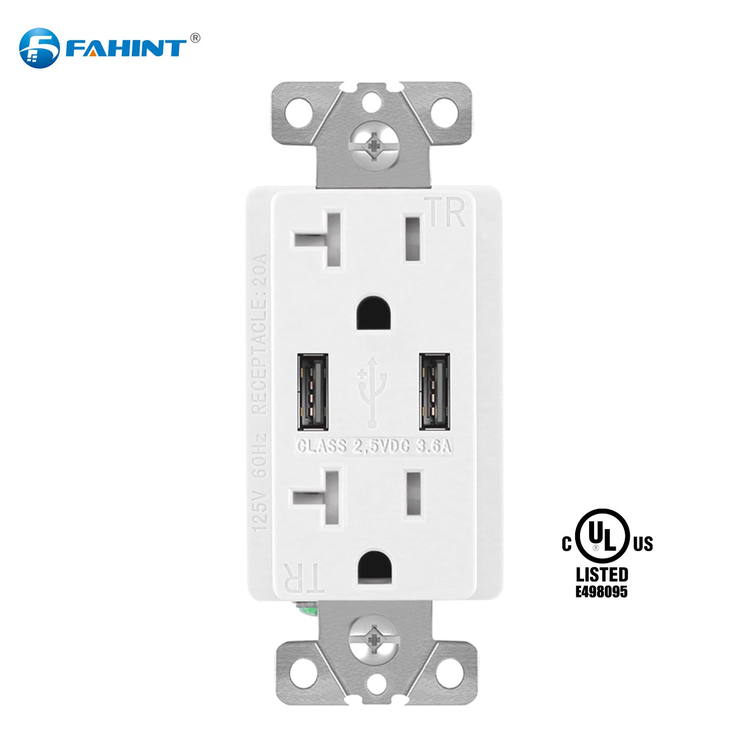 UL Listed FTR20-3600 modern 3.6 a 4 wires usb plug charger wall outlet sockets with elegant appearance