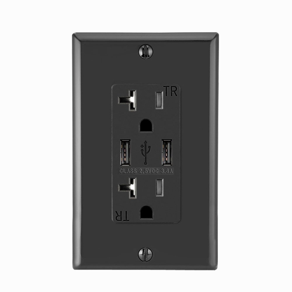UL Listed FTR20-3600 modern 3.6 a 4 wires usb plug charger wall outlet sockets with elegant appearance