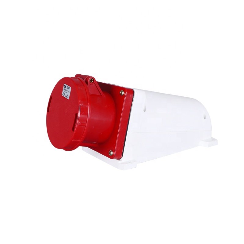 4 Pin 125 Amp Industrial Plug Socket Wall Mount IP67 Waterproof Industrial Socket For Charging Pile