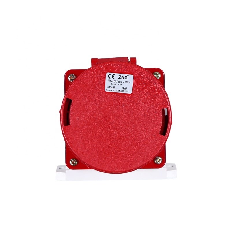 4 Pin 125 Amp Industrial Plug Socket Wall Mount IP67 Waterproof Industrial Socket For Charging Pile
