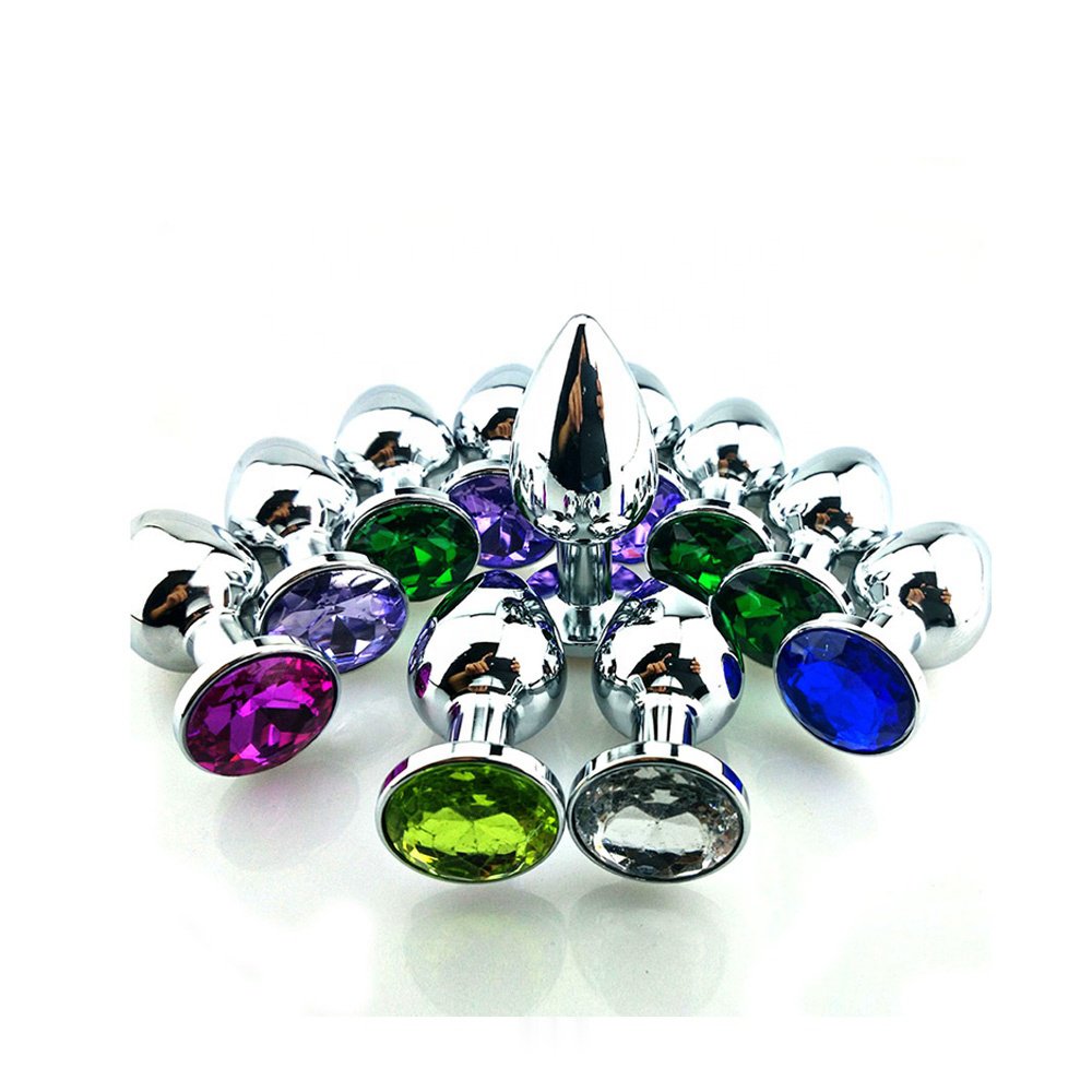 High Quality Hot Sale Silver Anal Plug Metal Butt Anal Plug Sex Toys Dilator Multi Size Crystal Butt Plug
