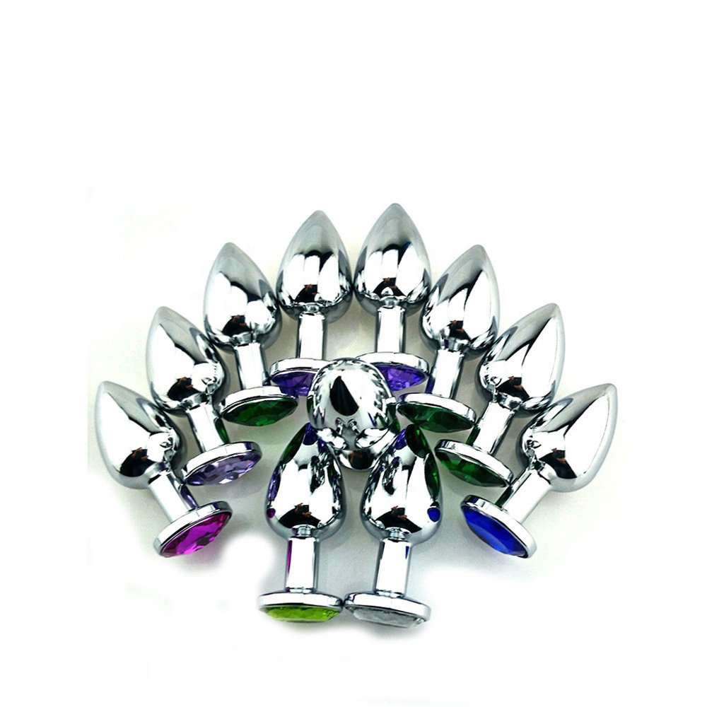 High Quality Hot Sale Silver Anal Plug Metal Butt Anal Plug Sex Toys Dilator Multi Size Crystal Butt Plug