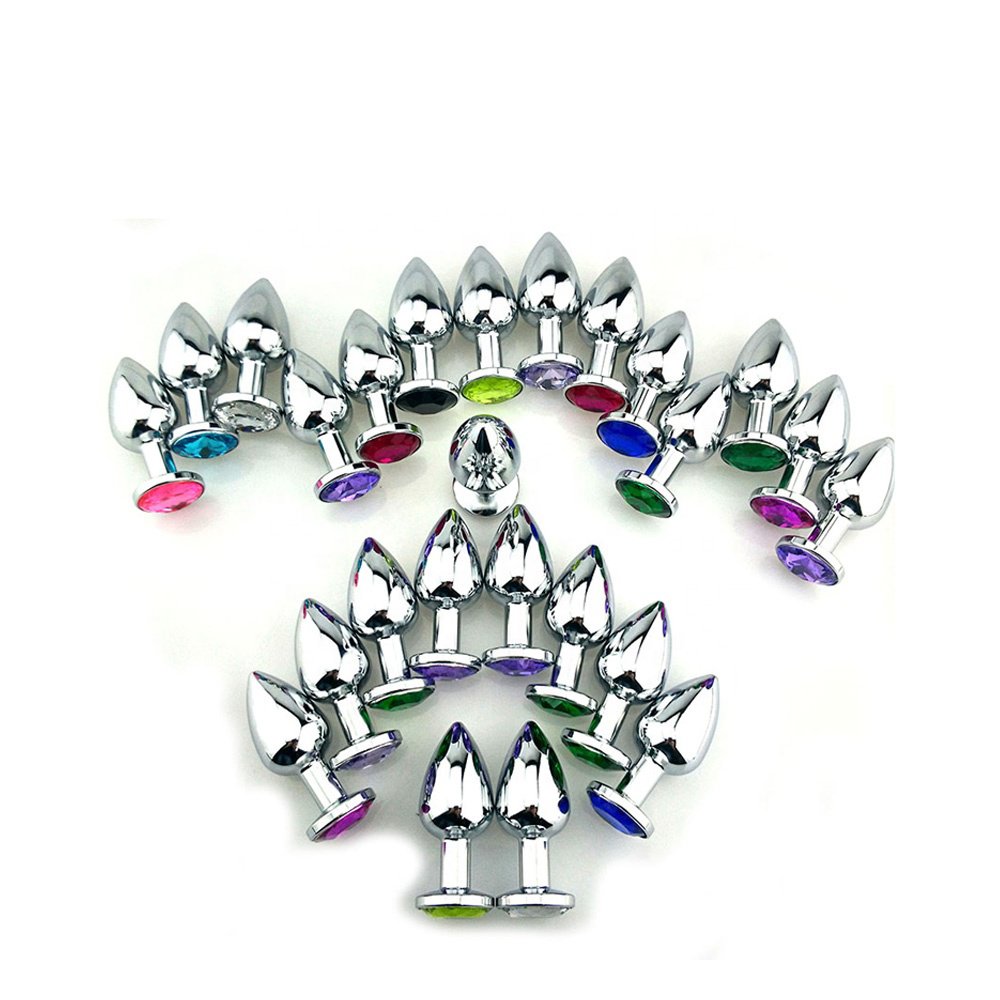 High Quality Hot Sale Silver Anal Plug Metal Butt Anal Plug Sex Toys Dilator Multi Size Crystal Butt Plug
