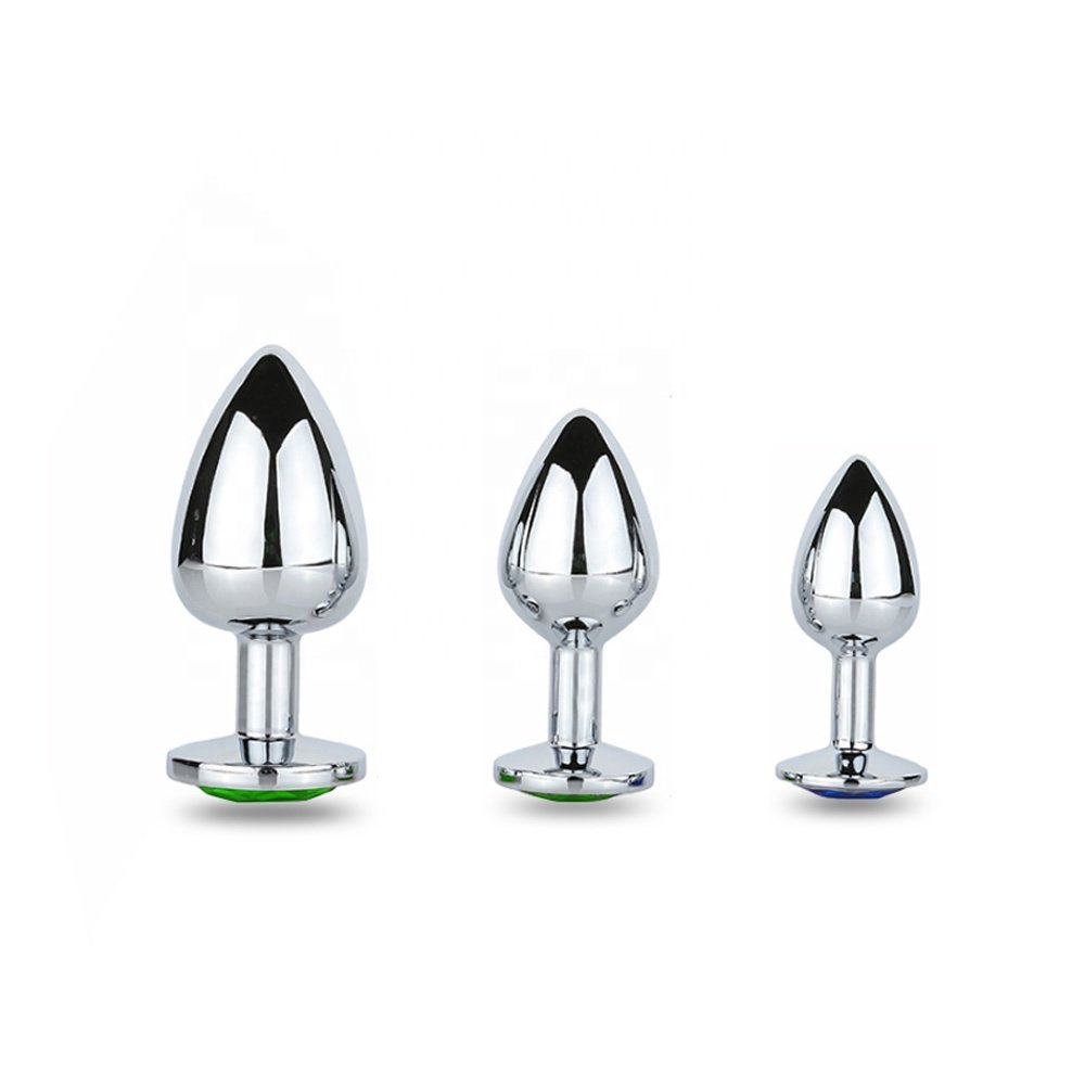 High Quality Hot Sale Silver Anal Plug Metal Butt Anal Plug Sex Toys Dilator Multi Size Crystal Butt Plug