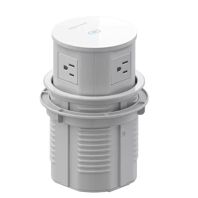 Newest Customized silver hidden motorized lifting pop up desk plug socket for kitchen countertop up and down lifting socket