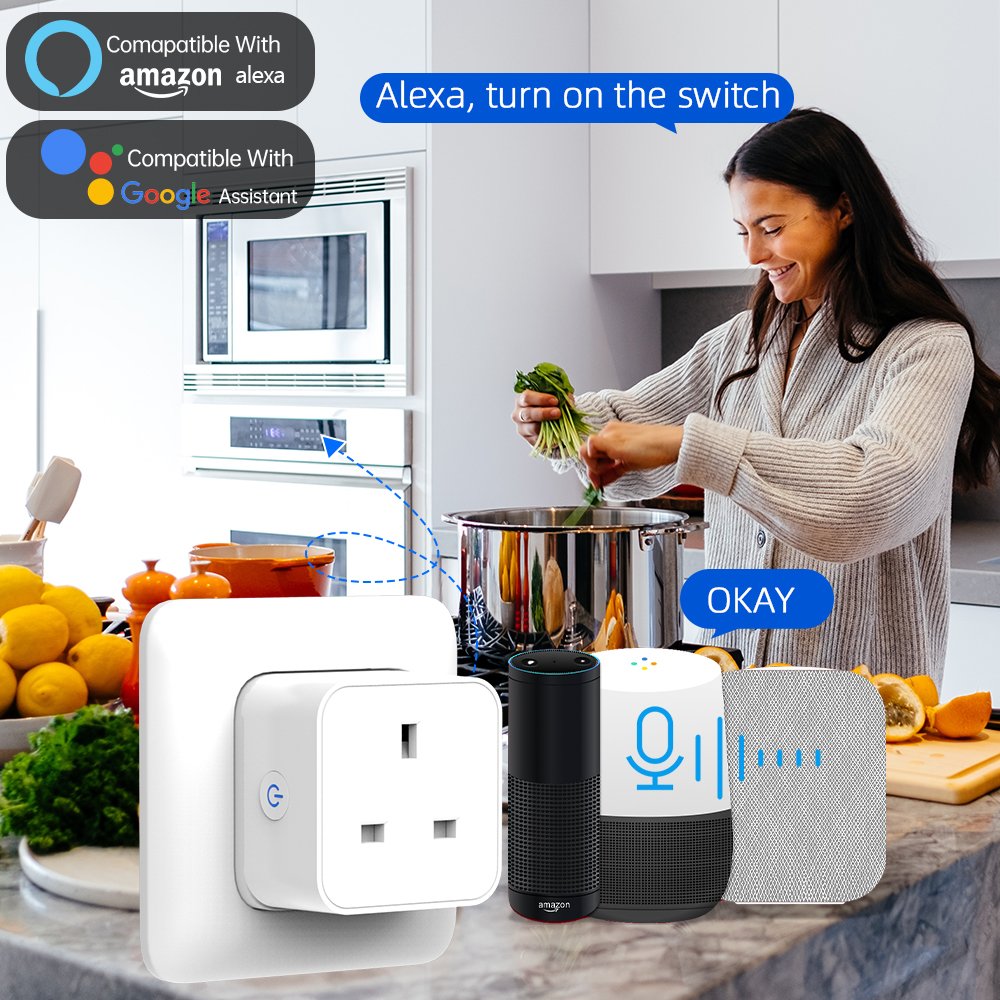 Electrical Equipment Tuya Smart Plugs & Sockets WiFi Adapter 3Pin UK Home Intelligence Electric Equipment Alexa Power Outlet