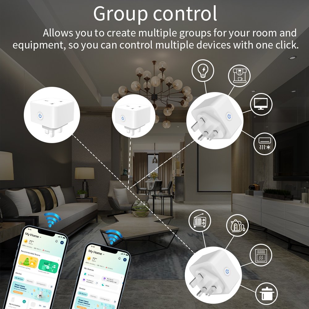 Electrical Equipment Tuya Smart Plugs & Sockets WiFi Adapter 3Pin UK Home Intelligence Electric Equipment Alexa Power Outlet