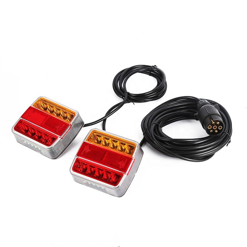 LED Square Caravan Tail Light Kit 7 Pin American Trailer Plug Universal Rear Lamp LED Trailer Tail Lights Kit