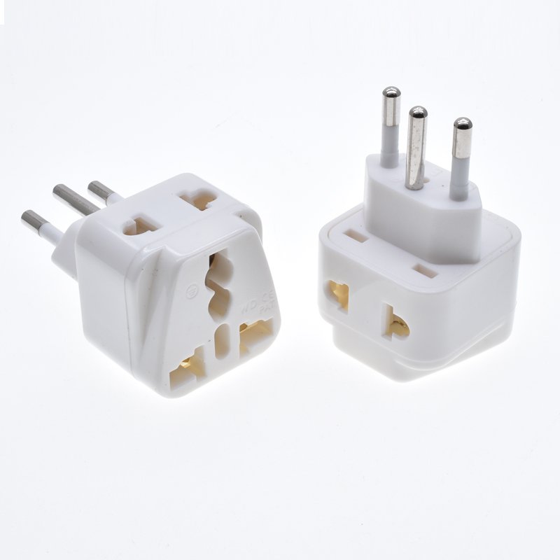 Universal to Brazil Plug Adapter For Travel Rio de Janeiro, Brazil Round 3 Pins Type-N 2 to 1 Extension Multy Converter
