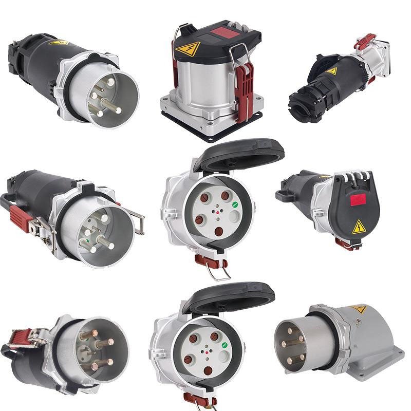 Cast aluminum metal high current 3P+E 200A industrial plug