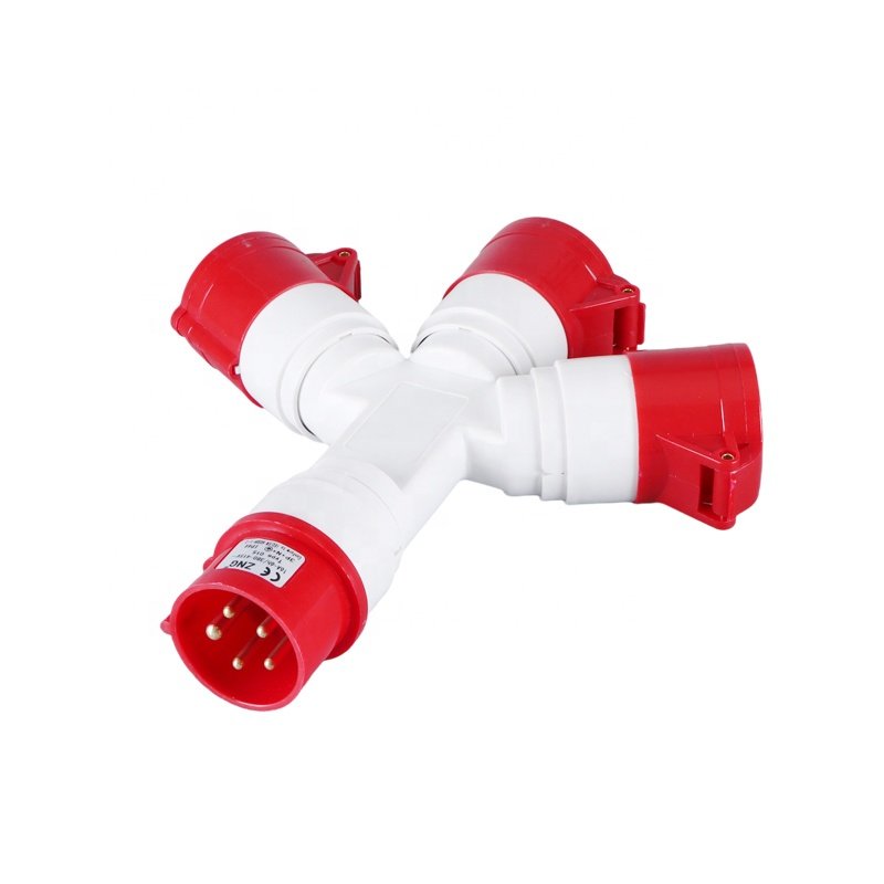 3 Way Industrial Splitter 16A 5 Pin Multifunctional Industrial Multiple Plug Socket
