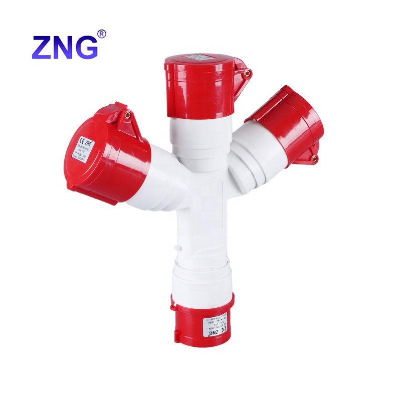 3 Way Industrial Splitter 16A 5 Pin Multifunctional Industrial Multiple Plug Socket