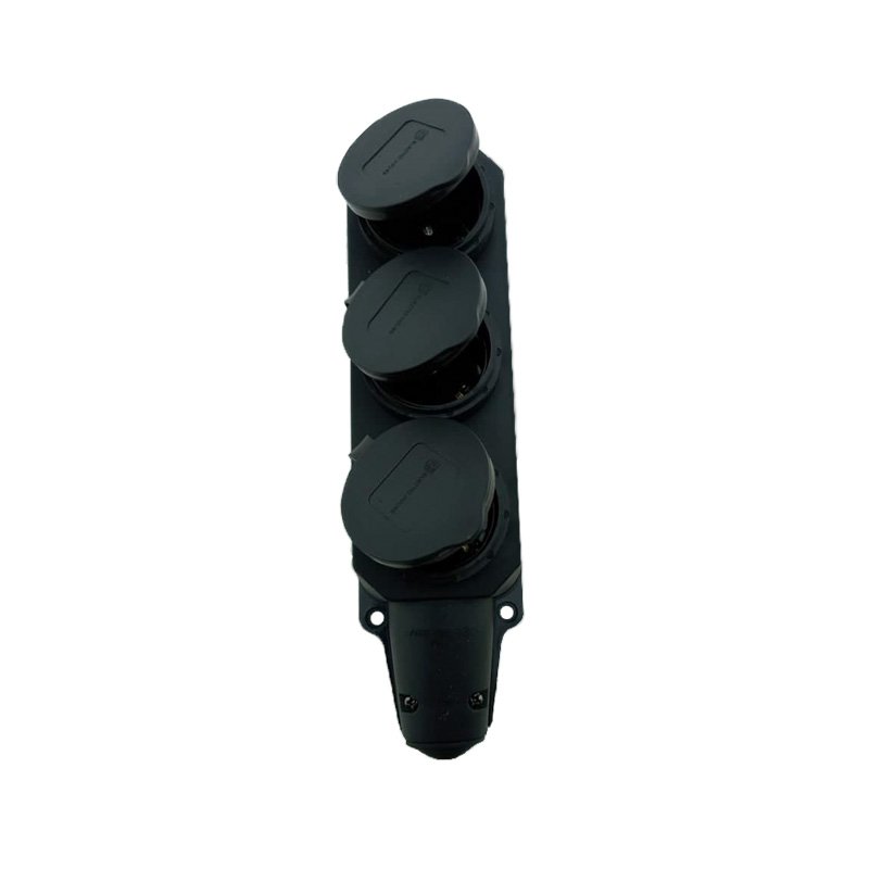Hot Sale 16A Black 3 Way Rubber Socket With Grounding With Cover IP44 220V For Industrial Application EU/UK/US Plug Standard
