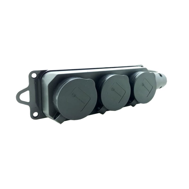 Hot Sale 16A Black 3 Way Rubber Socket With Grounding With Cover IP44 220V For Industrial Application EU/UK/US Plug Standard