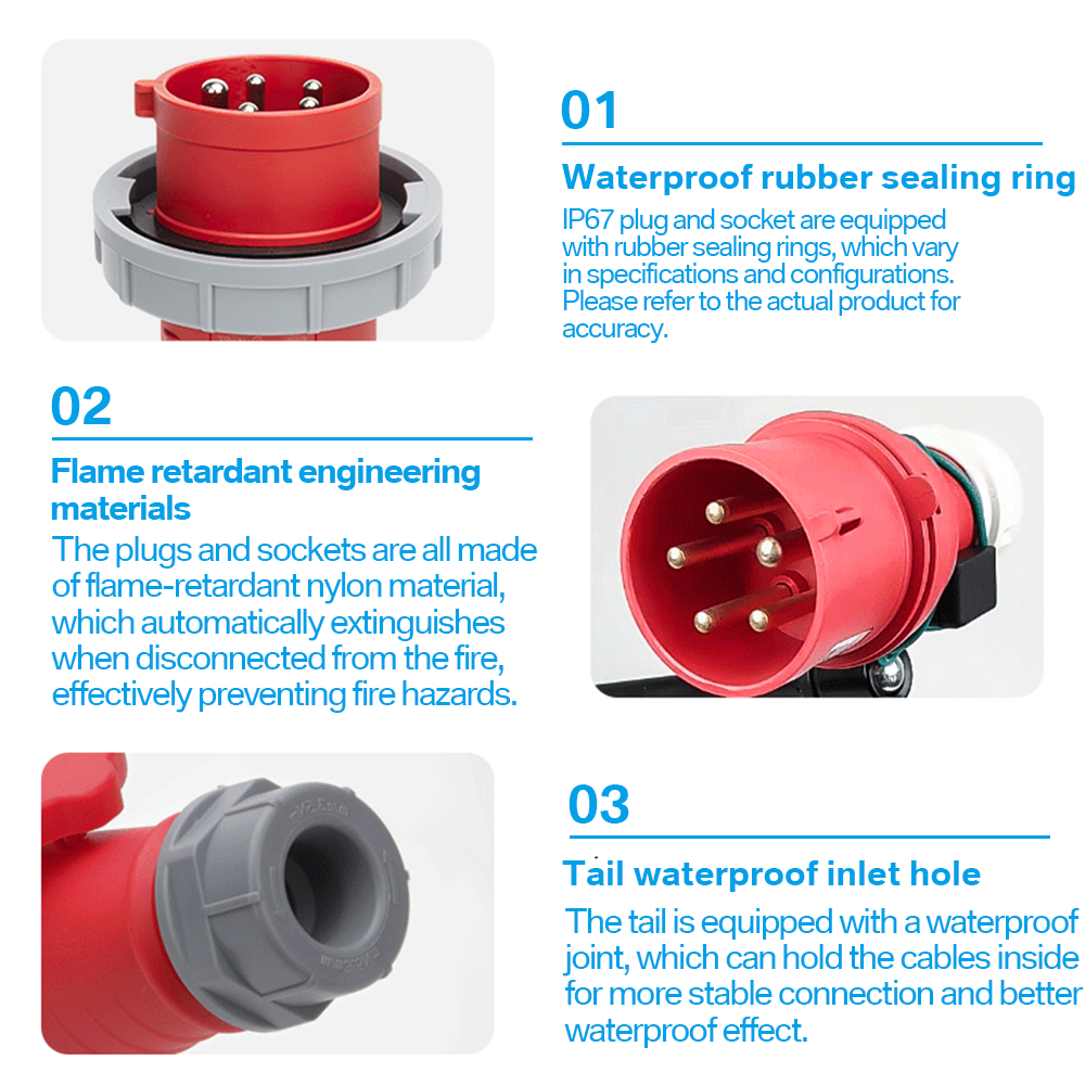 Industrial Socket Plug Ip67 Ip44 Waterproof Electrical 16A 32A Industrial 3Pin 4Pin Male And Female Industrial Plug And Socket