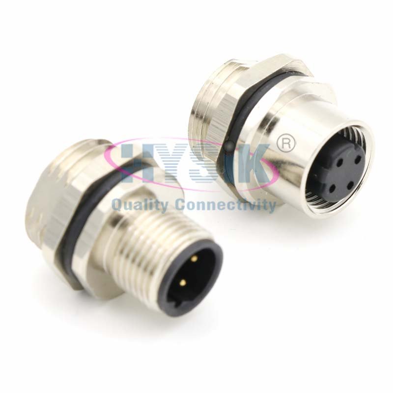 Hysik M12 4Pin 5Pin 8Pin electric plug connector waterproof wall panel socket connector