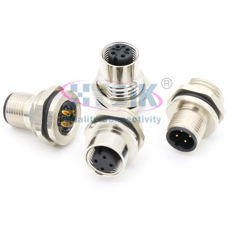 Hysik M12 4Pin 5Pin 8Pin electric plug connector waterproof wall panel socket connector