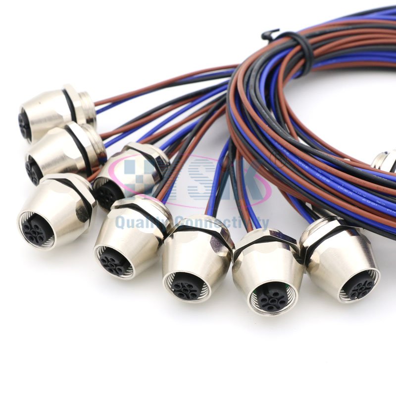 Hysik M12 4Pin 5Pin 8Pin electric plug connector waterproof wall panel socket connector