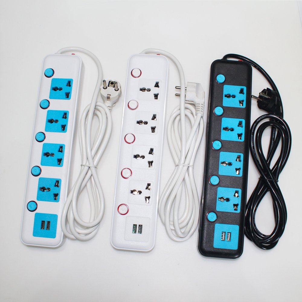 New Colorful Extension Plug Socket With 2 Usb Ports Cheap Price Universal Electrical Socket