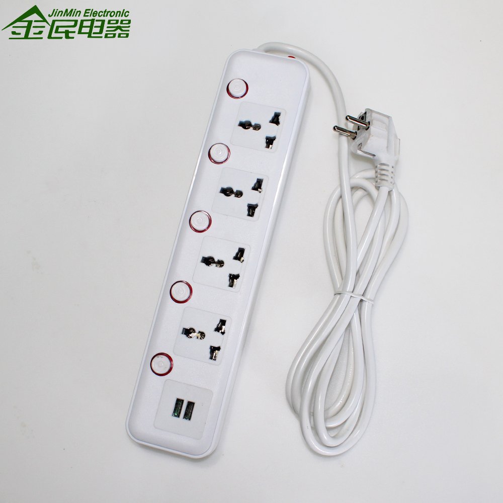 New Colorful Extension Plug Socket With 2 Usb Ports Cheap Price Universal Electrical Socket