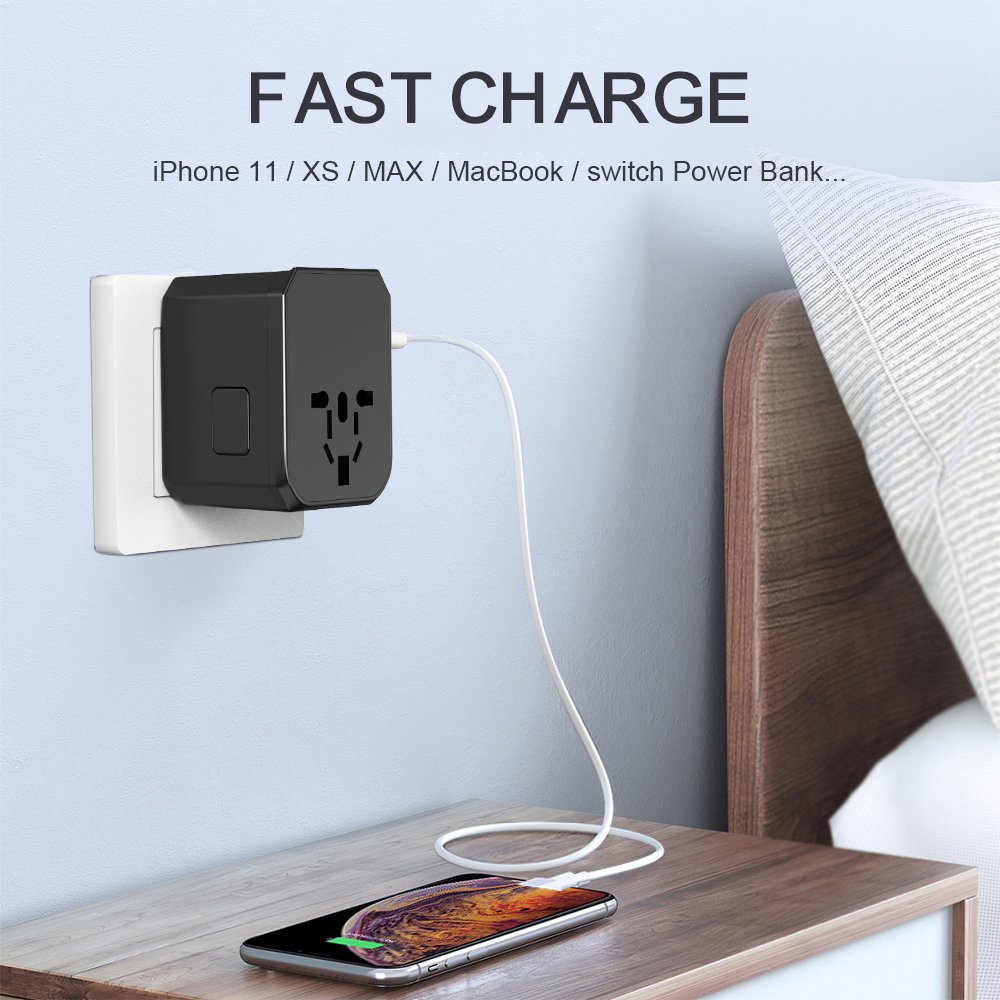 Newest Electrical travel Adaptor Socket Universal Travel Adapter with 5.6A Type-C 4USB UK US AU EU Plug Travel Adapter