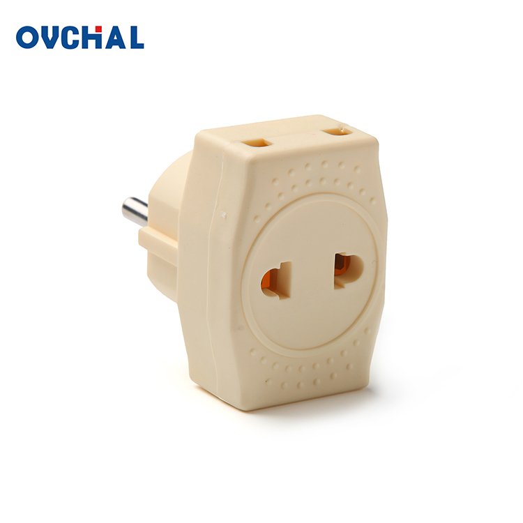 OUCHI European Standard Travel 2 Round Pin Power Plug With Switch
