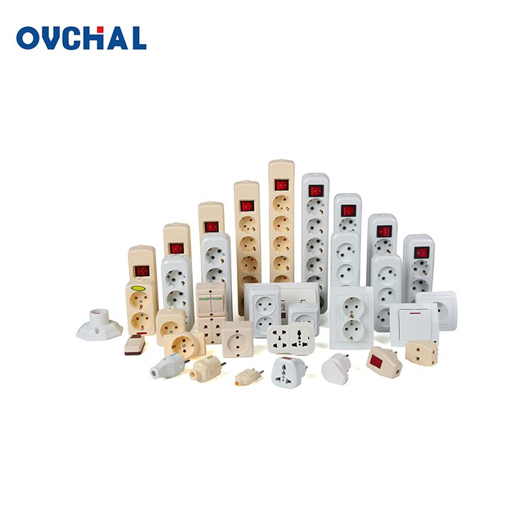 OUCHI European Standard Travel 2 Round Pin Power Plug With Switch