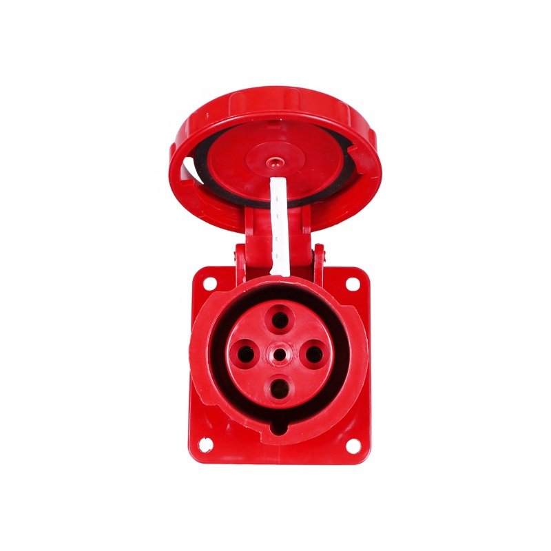 IEC60309 Electrical Plugs And Sockets 400V 63A 4 Pin IP67 Angled Industrial Socket