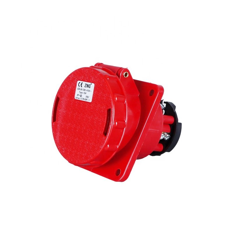 IEC60309 Electrical Plugs And Sockets 400V 63A 4 Pin IP67 Angled Industrial Socket